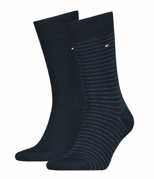 Tommy Hilfiger Sock Men Small Stripe Sock 2P 2-Pack Dark Navy (322)